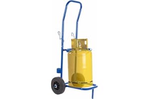 TOOLLAND A LAND OF POSSIBILITIES Toolland Carro azul para botellas de gas y cilindros, capacidad de 100 kg, cadena de seguridad ajustable, marco de acero inoxidable, ruedas grandes, ideal para botellas de propano, barriles de cerveza