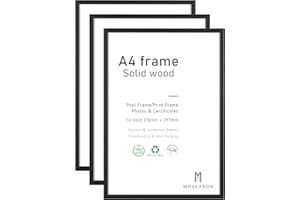 ATOBART A4 Photo Frame, 3 Pack-21x30cm Black Picture Frame,Certificate Frame for Wall Mount or Table Top Display (Black Wood)