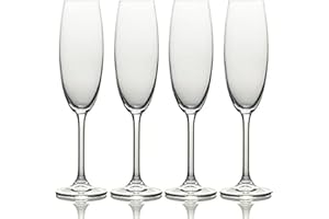 MIKASA Julie Clear Champagne Flutes Set, 4 Piece, Dishwasher Safe Champagne Glasses, 250ml