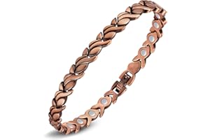 Jeracol Ladies Copper Bracelets – 99.99% Pure Copper Magnetic Bracelet for Women – Adjustable Length Included Sizing Tool in Gift Box