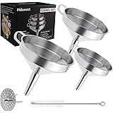 Philonext Edelstahl Trichter, Kitchen Strainer Trichter Set, 3 Stück Edelstahl Trichter Filter Set mit Griff & abnehmbarem Si