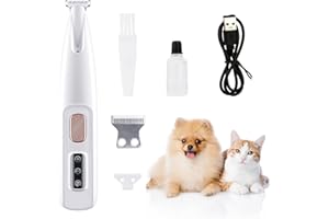 LOTTSALL Leise Hundeschermaschine, Pfotentrimmer für Hunde, Profi Tierhaarschneidemaschine mit Led-Licht für Pfoten, Augen, Ohren, Gesicht, Körper, Weiß