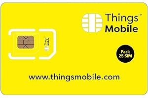 Pack de 25 tarjetas SIM Things Mobile de Prepago para IOT y M2M con Cobertura Global sin costos fijos. Ideal para domótica, rastreadores GPS, telemetría, alarmas, smart city, automotive.