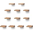 PHOENANCEE Solid Oak Wood, Set of 12, Record Shelf Wall Mounted Rack, Album Record Holder, Picture Ledge Shelves, Record Storage Display Collection Stand(Nature Wood, Set of 12)