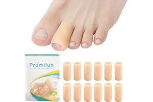 Promifun Zehenkappen Zehenschutz Silikon – 12 Pack Toe Cap Weiche Silikon-Zehenhüllen für Hammerzehen, Hühneraugen, Hornhaut, Blasen, Schmerzlinderung – Zehentrenner für überlappende Zehen(beige)