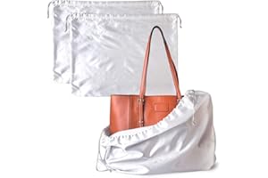 BLESMALLER Dust Cover Storage Bags Silk Cloth with Drawstring Pouch for Handbags Purses Pocketbooks Shoes Boots Set of 2, White (23.6 x 19.6 in)