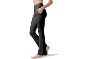 LaiEr Damen Yogahose, Fitness Hosen, Home Casual Hosen mit 4 Taschen, Hohe Taille Arbeitshose, 4-Wege elastische Enge Bauchhose Lange Schlaghose