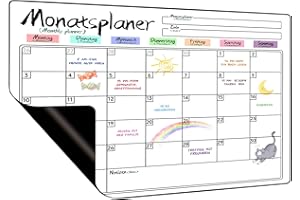 Prelisee Whiteboard Monatsplaner Magnetisch Abwischbar 42×30cm Kann Als Essensplaner Woche,To Do Liste,Haushaltsplaner,Einkaufsliste, Kinder Wochenplaner Abwischbar für Kühlschrank