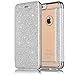 Produktbild Sycode Flip Hülle für iPhone 8,Silikon Tpu Cover für iPhone 8,Transparent View Zurück Schutzhülle für iPhone 7,Luxus Kreativ Silber Buchstil Überzug Silikon Kristallklar Durchsichtig Ultradünn Weich Zurück Cover mit Glänzend Glitzer Pu Leder Klappbar Kartenhalter Wallet Flip Brieftasche Case für iPhone 8/7 4.7 Zoll-Silber