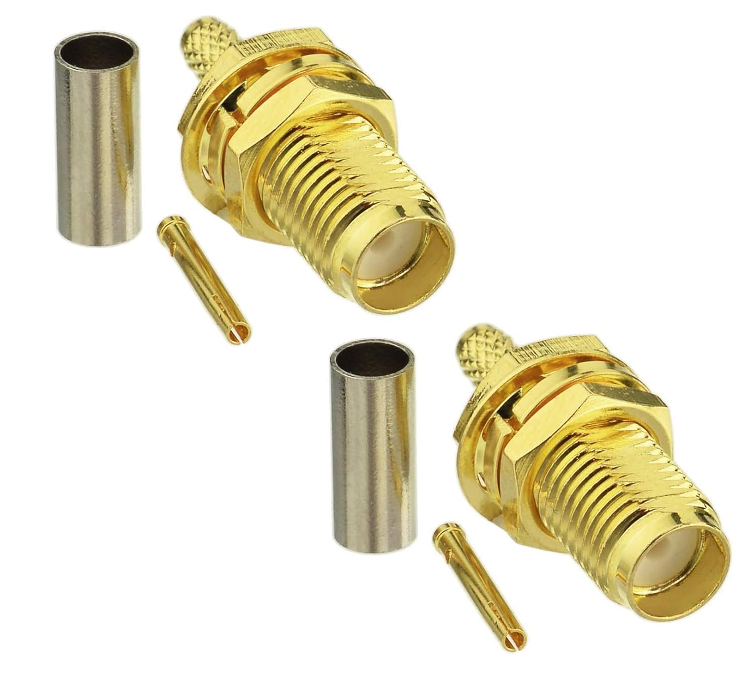 NisDeal SMA Female Connector RF Straight Crimp Coax Jack Connector for RG174 RG316 Extension Cable - 2 pcs