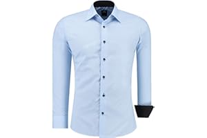 J'S FASHION Camicia da Uomo a Maniche Lunghe, Slim Fit, Facile da Stirare, Taglie UE: dalla S alla 6XL