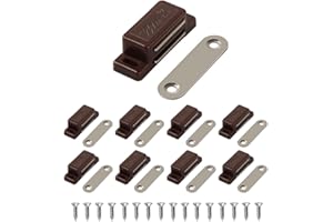 LOCKIMO Calamita Porta, Chiusure Magnetica per Armadietti, Mobili, Cassetti Chiusura Magnetica con Calamita per Ante e Credenze (8 Pezzi, Marrone)