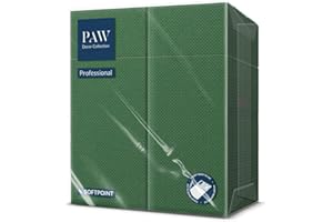 PAW DECOR COLLECTION PAW - Tovaglioli con Tasca per Posate Softpoint (32 x 38 cm) | 50 Pezzi | Perfetto per Pub, Hotel o Caffè | Tovaglioli di Posate | Verde agrifoglio