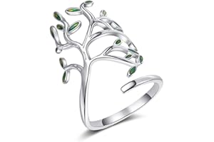 MANQYI Anillo Del Árbol de la Vida para Mujer, Anillo de la Hoja, Anillo De Plata De Ley Con Forma De Hoja, Anillo de Plata de ley Árbol de la Vida para Mujer, Regalo para La Navidad El Cumpleaños