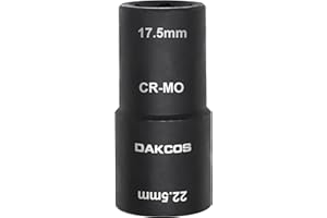 DAKCOS Nakrętki do wkrętarki udarowej 17,5 x 22,5 mm, klucz nasadowy do nakrętek koła, CR-MO, napęd 1/2" do specjalnych felg aluminiowych, wymiana kół