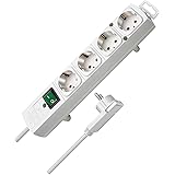 Brennenstuhl Comfort-Line Plus, Steckdosenleiste 4-Fach (Steckerleiste mit Flachstecker und Schalter, Mehrfachsteckdose mit 2