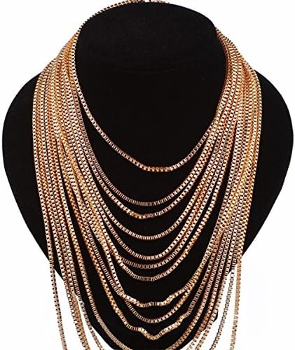 Style My Outfit Gold fine link ladies fashion multi-strand necklace
