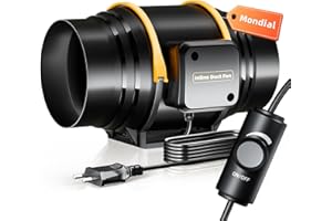 QiCrafe 150mm Extracteur d'air Réglable, 580m³/h avec Contrôleur de Vitesse, 60W Ventilateur d'Extraction Silencieux Cuivre en Moteur, Ventilation pour Tente de Culture, Hydroponique, Grenier,Garage