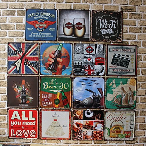 Lares Domi Retro Style Wand Decor Vintage-Finish All You Need Is Love Blechschild 30 x 30 cm - 7