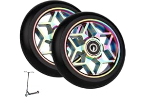 Jooheli 2 Pezzi Ruote per Monopattino da Freestyle,Ruote di Ricambio per Scooter 24 mm x 110 mm con Cuscinetti ABEC 11 per Scooter TBF/Fuzion/BoldCube/Land Surfer Stunt Scooter