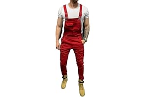 N / D Men Denim Bib Workwear Denim Jumpsuit Slim Fit Jumpsuit with Pocket Casual Pants