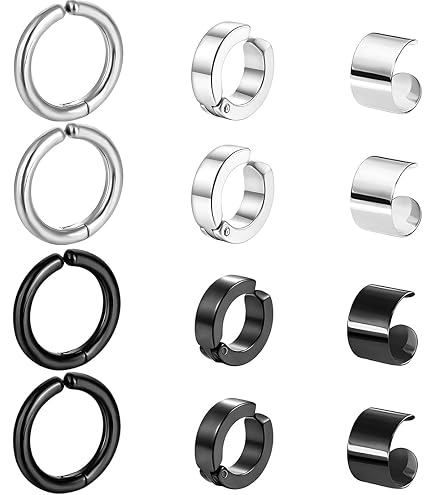BODYA 2x Uomo Donna 6mm 8mm 18g Orecchini A Bottone In Acciaio Inossidabile Nero Lucido Taper Plugs Tunnel Double Side (6mm (2G - 8