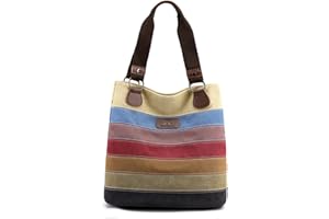 CORIOS Retro damska torebka wielokolorowa w paski płócienna torba na ramię duża pojemność torba na ramię na co dzień torba hobo torba z górnym uchwytem