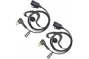 HYSHIKRA Earpiece Compatible for Motorola DP1400 CP040 GP300 GP88 Walkie Talkie Radio, Ear Piece with Mic and PTT for Security Bodyguard (G Shape, 2 Pack)