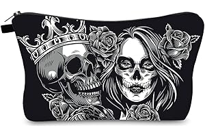 FAVORTALK Travel Cosmetic Case Portable Makeup Bag with Fashion Skull Print, Large Makeup Toiletry Case Organizer Storage for Women Girls Ladies Waterproof Makeup Bag -B1168