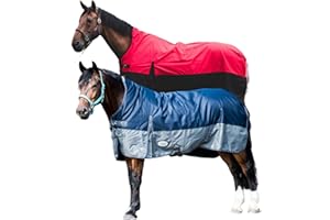 REITSPORTPLUS Pferdedecke 600D High Neck Weidedecke Winterdecke Regendecke Turnout : 100g Braun 135