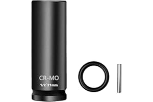Othmro 21mm Scaffolding Impact Sockets, 1/2" Square Drive 78mm Length Deep Scaffolders Drive CR-MO Chrome Vanadium Steel Drive with Retaining Pin + O-Ring, for Long Bolts and Scaffolding Clamps