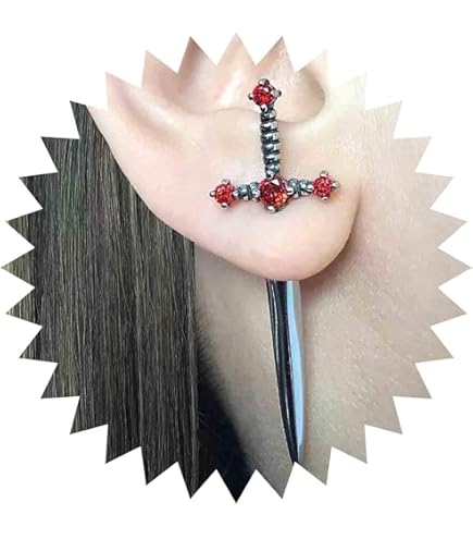 Orecchini Uomo Moda Hip Hop Pugnale Spada Gocce Orecchie Pendenti Acciaio Inox B - Foto 6