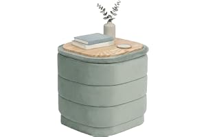 Bonlife Ottoman med förvaringsutrymme, fällbart fotstöd med bord, fotstöd, fotpall för vardagsrum, sovrum, hall, salvifärgad