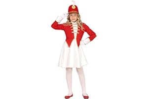 FIESTAS GUIRCA Disfraz de Majorette Niña - Atuendo Infantil Rojo, Blanco y Dorado para Niñas