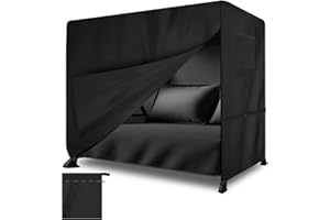 SDLDEER Hollywoodschaukel Abdeckung, 210 x 125x 170 cm hollywoodschaukeln Winterfest 3-4 Sitzer, Schwerlast ReißFest Schutzhülle Oxford Gewebe für Gartenmöbel, Gartenschaukel(Schwarz)