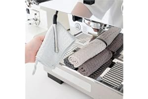 watchget Barista Microfiber Cloths - 4 Pack (12"x12") Professional Cleaning Towels for Espresso Machines, Steam Wands & Countertops Essential Coffee Bar Accessories