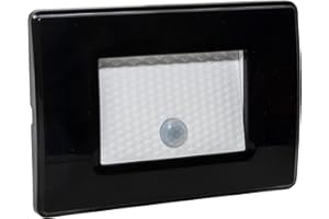 PLANETITALY Faretto segnapassi LED 1.3W incasso parete muro scatola 503 basso consumo sensore movimento crepuscolare luci sicurezza passaggio 230V (Colore Nero, 3000K)
