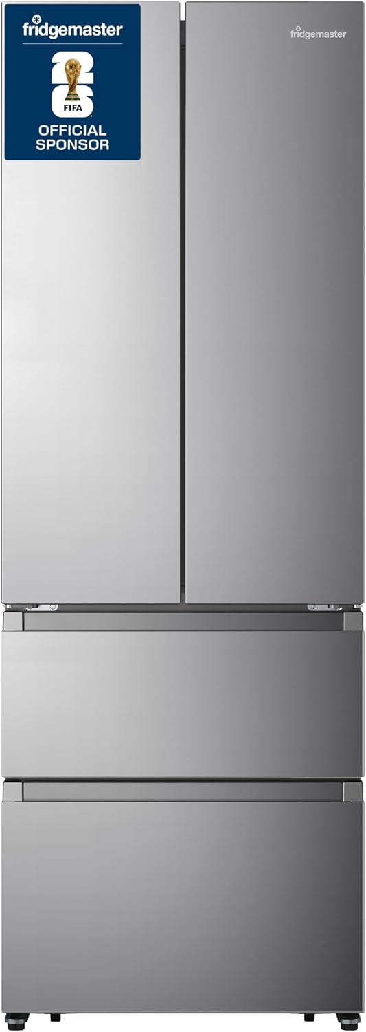 Fridgemaster MF70450ES French Door Fridge Freezer 485L, Total No Frost, Silver, 69.4D x 70.4W x 200H cm, E Rated