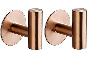 YUET 2 Pezzi Ganci Portasciugamani Adesivi in SUS 304 Acciaio Inox Rotondo Gancio Appendiabiti da Parete Autoadesivo per Cucina e Bagno Asciugamani Muro Accappatoio Accessori (Oro rosa)