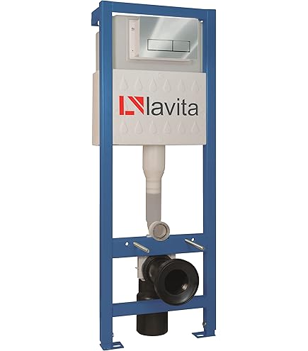 Lavita LAV 101 Élément mural pour WC 40 cm évier mural suspendu SOFI blanc sans bord panneau de commande LAV 200.4.4 noir | Kit complet | Réservoir de chasse encastré | WC complet