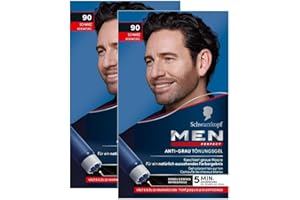 Men Perfect Anti-Grau Tönungs-Gel 90 Schwarz (2x 80 ml), Haarfarbe für Männer blendet graue Haare aus, Anti-Grau Tönung für ein natürlich aussehendes Ergebnis