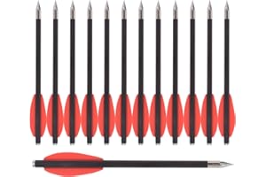 NIKA ARCHERY 6,3" Carbon Pistole Armbrust Bolzen Pfeile, Mini Armbrustpfeile Armbrustbolzen mit Stahlspitzen Jagdpfeile für 50-80 lbs Pistolenarmbrust Präzisionsziel, Schießübungen und kleine Jagd (12 Stück)