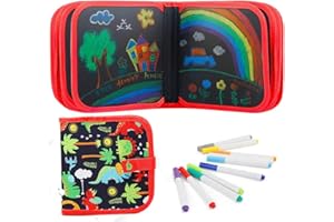 Felly Portatile da Disegno per Bambini, Idea Regalo per Bambini, Doodle Disegno Giocattoli con 12 Penne cancellabili Colorate, 14 Pagine (Blu)