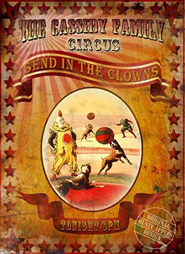 THE CASSIDY FAMILY CIRCUS IN TOWN : THE CLOWNS 8"X6" METAL SIGN/PLAQUE
