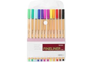 WEGLOK Stylo feutre pointe fine - 12 Pcs - 12 Couleurs - coloris intenses pour Débutant Dessin,Livre De Coloriage,Mandala,Bullet Journal
