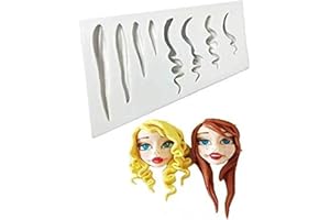 ANNIUP Molde de silicona para el pelo de la muñeca para la cara de la mujer, molde para fondant, herramientas de decoración de pasteles, pasta de goma de chocolate, 1 pieza