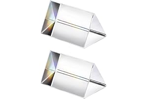 SAGASAVE 2 prismas triangulares de cristal óptico de cristal, prisma de 25 x 50 mm, cristal de experimentos de espectro arcoíris, prisma triangular de cristal K9, lente transparente para física del espectro de