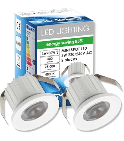 2 Pezzi Mini Faretti LED Da Incasso 12V 1W | Luci D'Accento Con Angolo 30° Per Vetrine, Librerie E Scale | Illuminazione Moderna Per Interni - 2