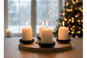‎KAMACA KAMACA Adventskranz aus Aluminium und Mangoholz moderner Kerzenhalter für 4 Stumpenkerzen in Schwarz stilvolle Kombination aus Metall und Holz Adventskranz Ø 27 cm (Adventskranz Aluminium Holz)