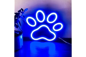 HFHUNGKEONG Enseignes Lumineuses pour Décoration Murale,Panneau Lumineux Néon Alimenté par Batterie ou USB,Lumières Néon de jeu d'Anime en forme de patte de chien pour chambre de garçons adolescents(Bleu)